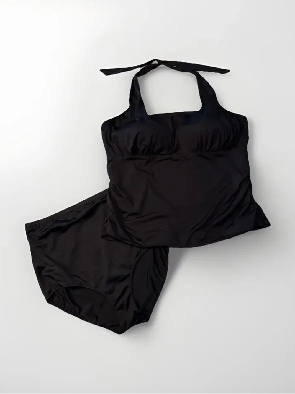 Black Halter Tankini Bikini Set